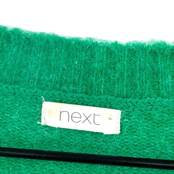 Next Cardigan Sweater Solid Grass Green Open Front Pockets | Size 15 Year XS/S - Picture 5 of 9